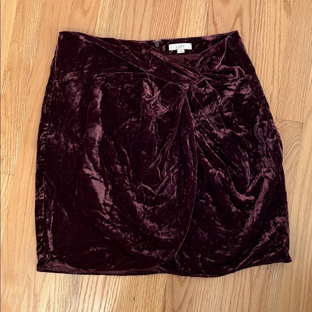 LOFT Velvet Burgundy Skirt